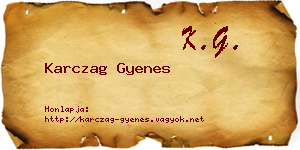 Karczag Gyenes névjegykártya